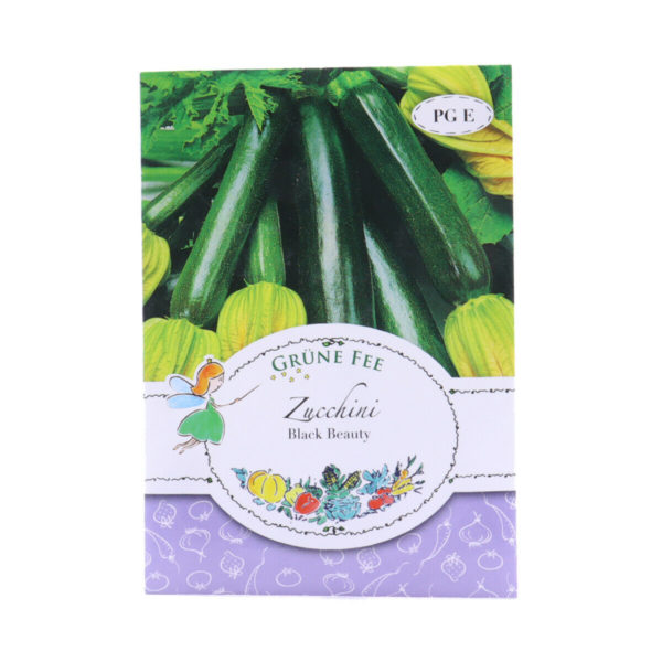 Zucchini-Pflanzensamen "Black Beauty" - Saatgut für den Anbau von 7 mittelfrühen, reichtragenden Zucchinipflanzen mit länglichen, geraden und dunkelgrünen Früchten